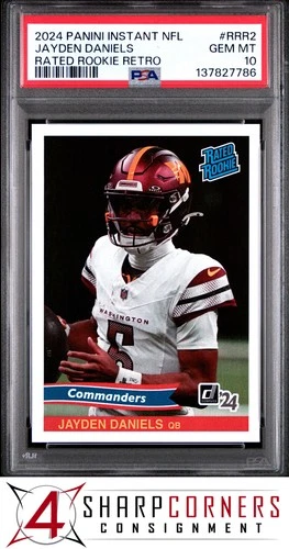 2024 PANINI INSTANT NFL RATED ROOKIE RETRO #RRR2 JAYDEN DANIELS RC #/890 PSA 10