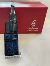Landmark Creations Vintage Hand Blown Glass Ornament Sears Tower Chicago