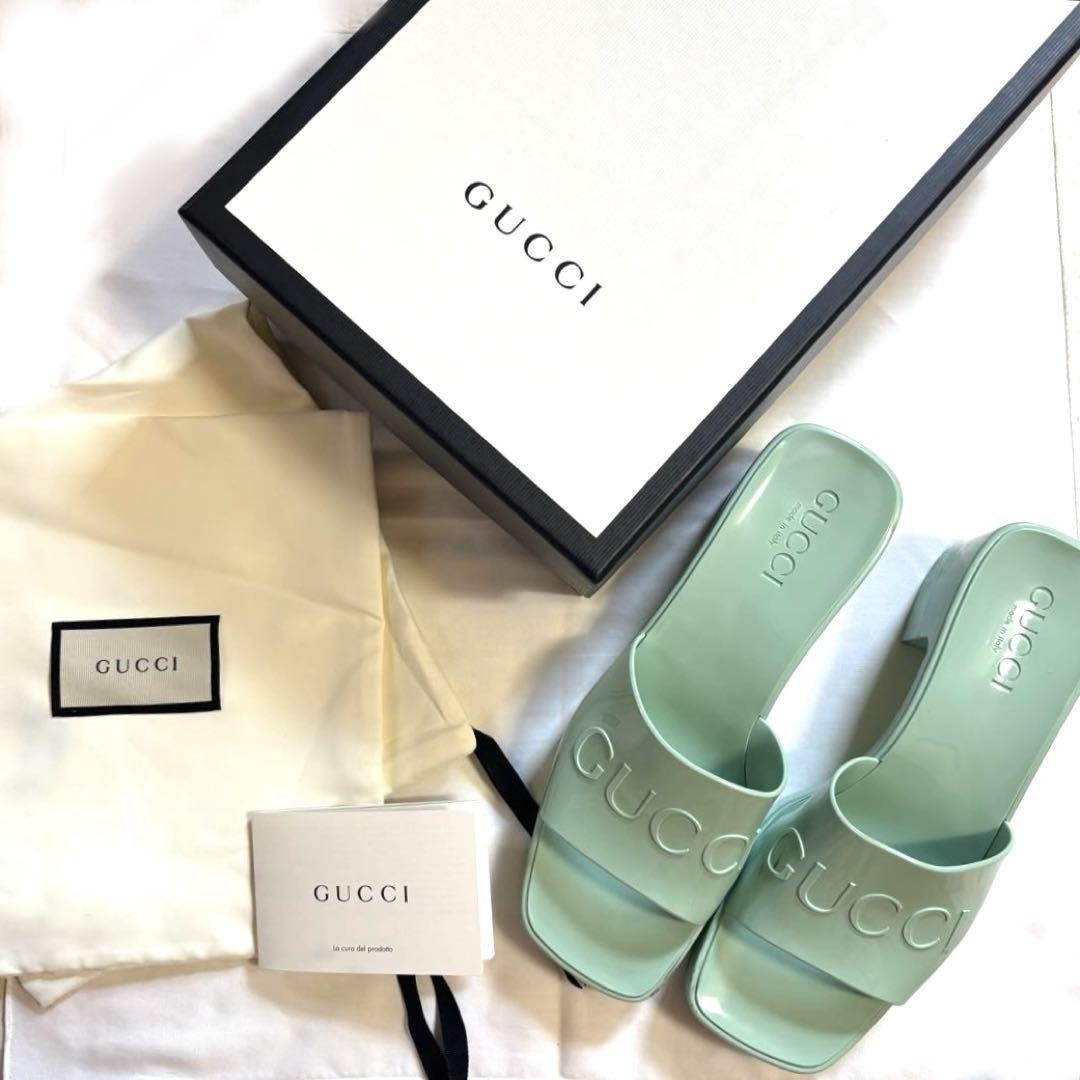 APL GUCCI Mules sandali tacco gomma verde menta EU36 US6 90670c
