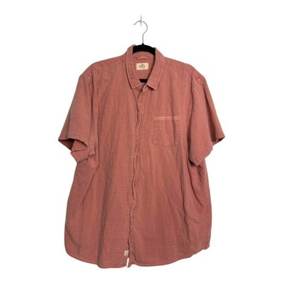 Marine Layer Stretch Selvage Short Sleeve Shirt Button Collared Rust Pink XXL 