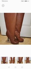 Women's Brown Genuine Leather Knee High Stiletto Boots Size 10