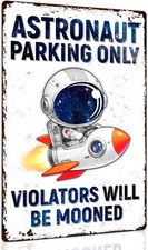 Tin Metal Signs Kids Space Gifts Outer Space Decor For Boy's Room - Astronaut