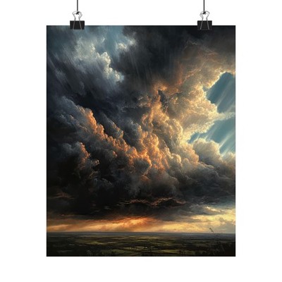 Moody Clouds Art Print, Sky Painting, Stormy Cloud Art, Moody Sky Print