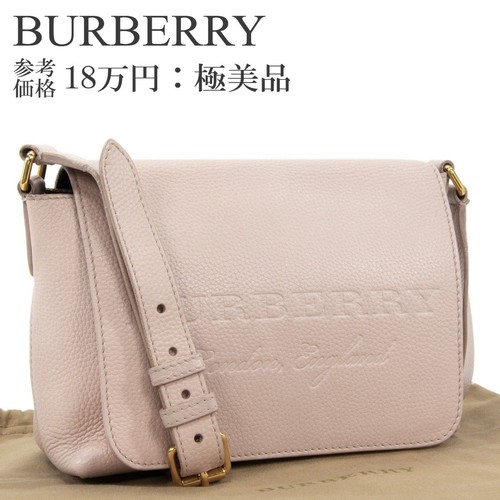 BURBERRY shoulder bag crossbody bag women s pink beige rare diagonal carry log
