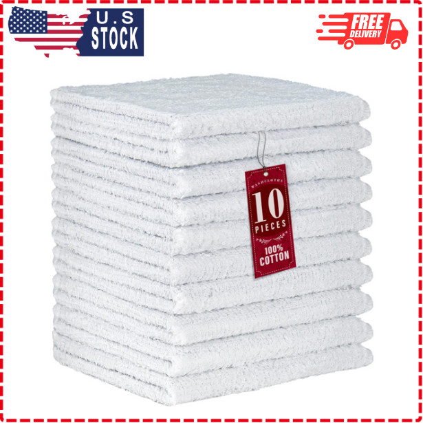 DecorRack 10 Pack 100% Cotton Wash Cloth, Luxurious Soft, 12 x 12 inch