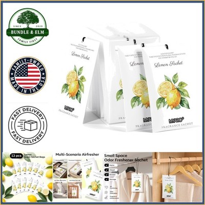 12 Lemon Scented Sachets for Drawers, Closets, and Pet Areas - Odor Eliminator