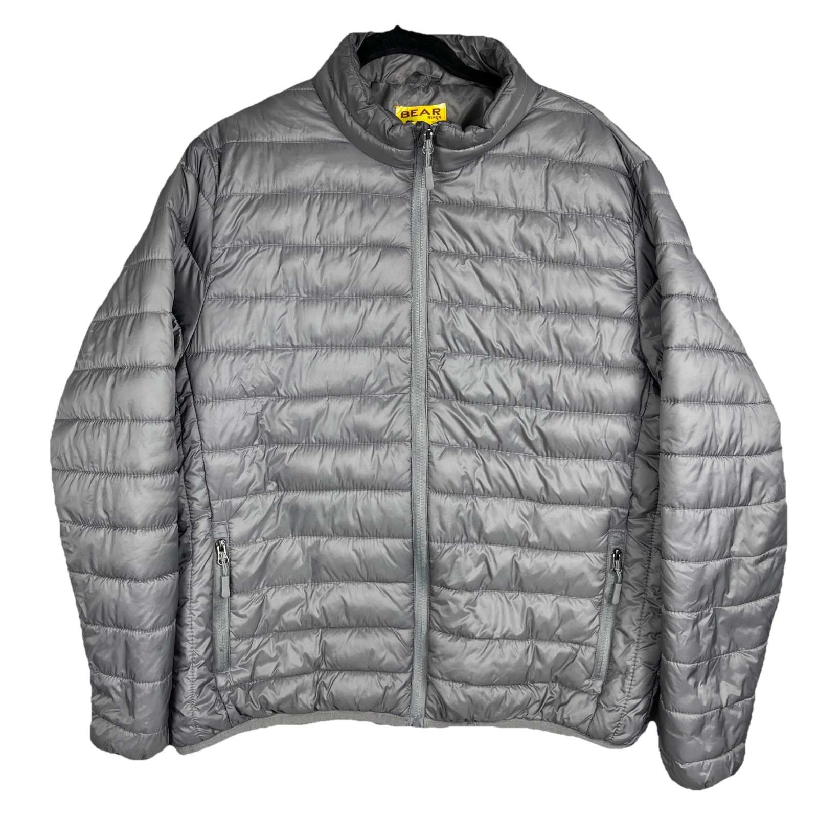 Bear River Quilted Puffer Jacket Men’s Large Gray Full Zip RN86960 Outdoor Camp