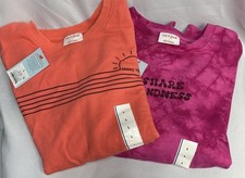 Girl s Cat Jack Lot Of 2 Crew Neck Lightweight Terry Sweatshirts L 10/12 NWT