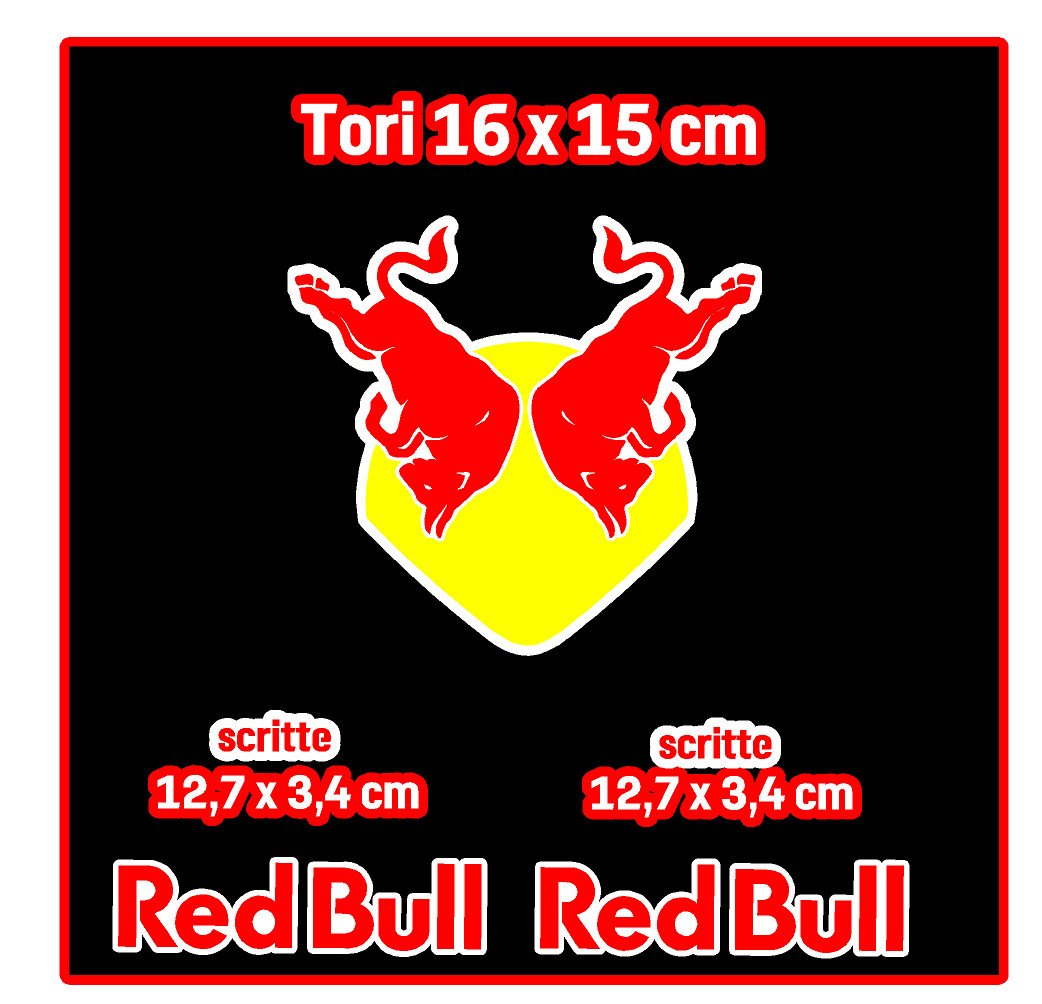 adesivi Moto / Auto / Casco 3 adesivi Red tori  16x15 cm  #Redbull
