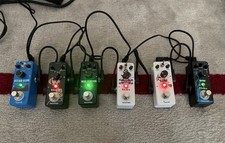 Six Mini Guitar Pedals - Unused - With Power and Patch Cables