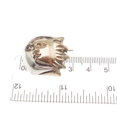 Sergio Bustamante Sterling 2-Tone Vintage Moon & Sun Brooch