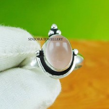 Rose Quartz Gemstone 925 sterling silver handmade Gift Ring US size 5 to 13
