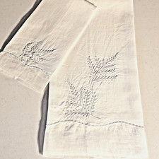Vintage MADEIRA Hand Embroidery Guest Towels - FERN w/ ORGANDIE - FREE SHIP