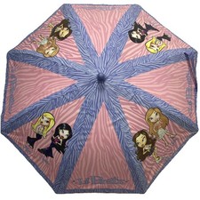 VTG Lil Bratz Dolls Girls SZ Umbrella Pink Blue Zebra Print MGA Y2K Deadstock