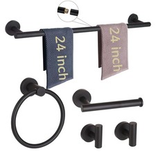 5-Pieces Matte Black Bathroom Hardware Accessories Set,SUS304 Stainless Steel...