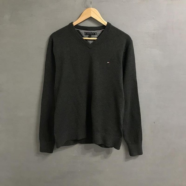 Men Tommy Hilfiger Sweater Grey Cashmere 40 /L /