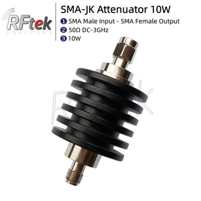 SMA 10W DC-3GHz 50Ω RF Coaxial Fixed Attenuator 1-50dB 3dB 6dB 10dB 20dB 30dB 