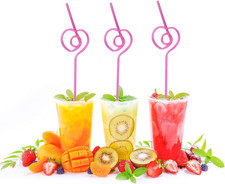 10 Pack Heart-Shaped Party Straws Drinking Sipping Straws, Novelty Props for Val