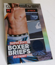 Three QuickSilver boxer briefs Size Medium Fly Front Black and Prints