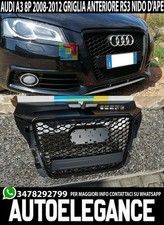GRIGLIA ANTERIORE AUDI A3 8P 2008-2012 CALANDRA LOOK RS3 TOTAL BLACK NIDO D APE