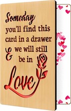 Wood Valentines Day Card for Husband Wife, Happy Anniversary Card Gifts for Him