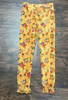 Matilda Jane Girl s Sz 6 Hayride Leggings Orange Floral Velour Ruffle Hem Roses