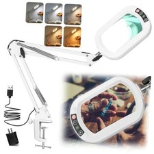 Rectangle Magnifying Glass with Light, 5 Color Modes Stepless 12X White