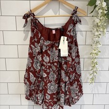 Image of £124 Scotch & Soda Mason Scotch Light Floaty Top. Maroon Floral New