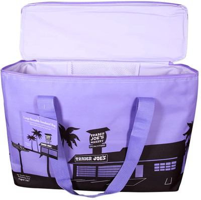TRADER JOES LARGE REUSABLE INSULATED 8 GALLON COOLER BAG LAVENDER / PURPLE