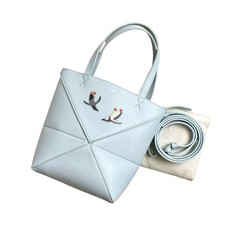 Loewe Puzzle Tote Mini Penguin Glacier Blue Leather Bag