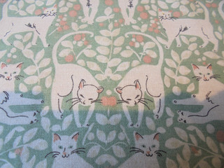 Vintage fabric. Elegant Cats.