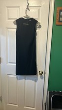 J crew Classic Black knit sleeveless small Sheath Dress back zip mob wife chic