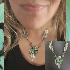 Turquoise Snake Design Southwestern Sterling Silver Collar Necklace
