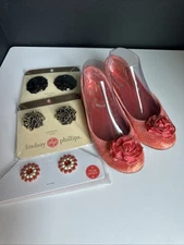 Lindsay Phillips women's size 6M Orange slip on w/4-Interchangeable snaps shoes