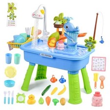 2027 Upgraded 4-in-1 Water Table for Toddlers 1-3, Kids Sensory Table with Blue