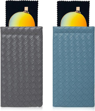 Squeeze Top Sunglass Pouch - Portable Sunglass Organizer Pouch Bags Soft PU Leat