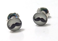 Mustache Stud Earrings Hypoallergenic Stainless Surgical Steel 7mm