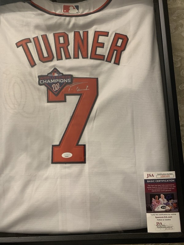 Trea Turner Auto 2019 Washington nationals World Series Champion Jersey  JSA Cer