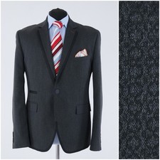 Mens Grey Graphic Blazer 42R UK Size DEVRED 1902 Sport Coat Jacket