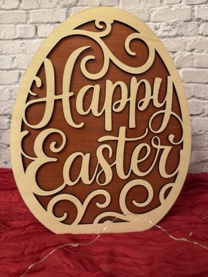 Kids Easter Basket Wooden Happy Easter Egg Hunt Basket for Kids Spring Gift