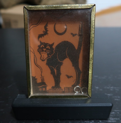 VTG 40's HANDHELD DEXTERITY PUZZLE HALLOWEEN GAME ''RING THE CAT'S TAIL'' RARE