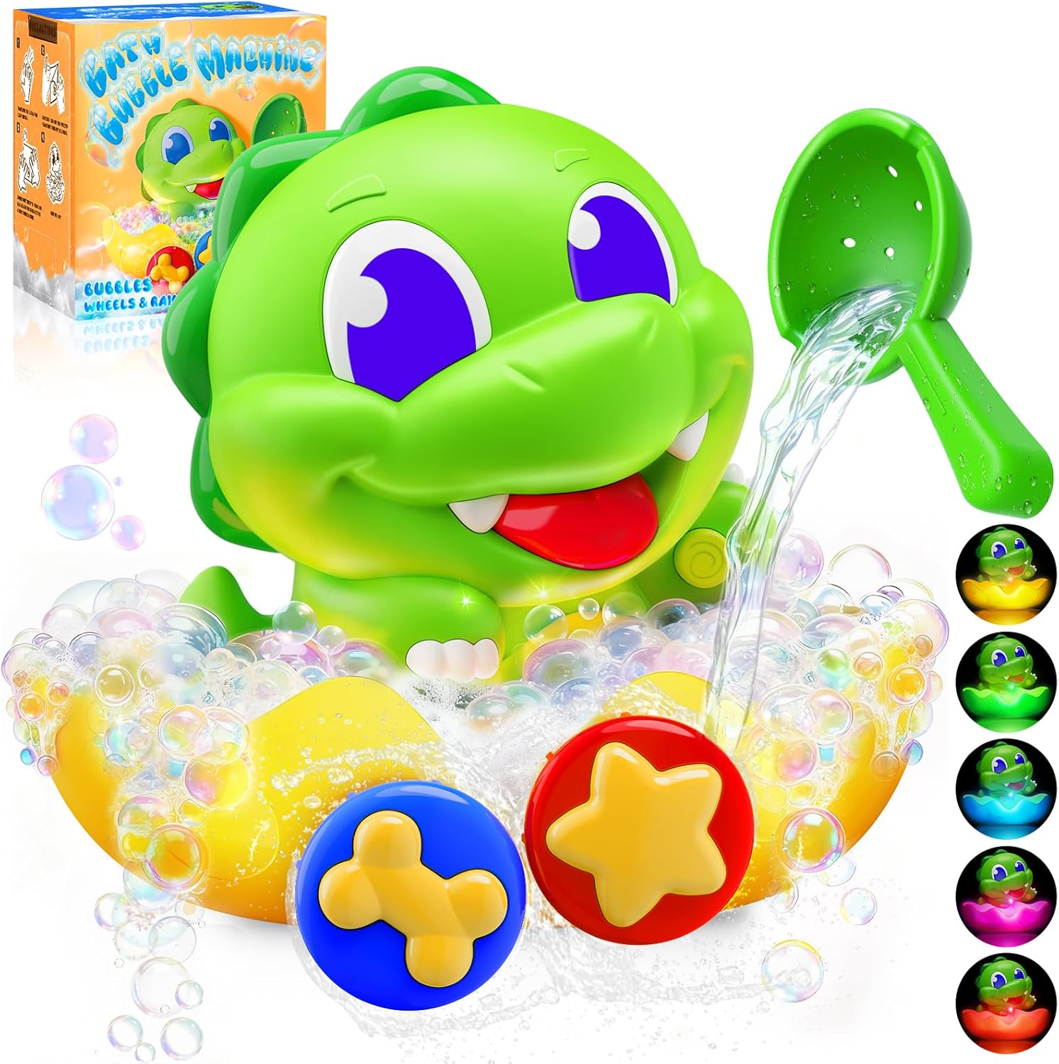 Baby Bath Toys Light up Cute Dinosaur Bath Bubble Machine 1 2 3 Year Old Toddler