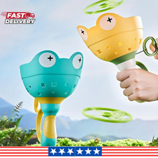 Kids Flying Disc Launcher Toy Pull String UFO Throw Catch Outdoor
