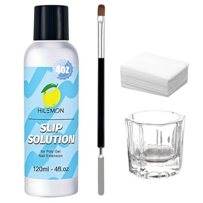 Poly Gel Slip Solution Set, 4Oz Liquid with 1 Fl Oz (Pack of 4), CLEAR