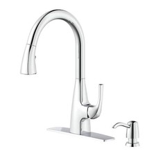 Glacier Bay Calandine Pull-Down Kitchen Faucet with Soap Dispenser in Chrome