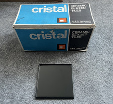 49 Cristal MG71 Jet Black H&R Johnson Ceramic Glazed Wall Tiles Retro 4.25x4.25"