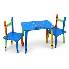 NEW! Childrens Wooden Crayon Table and Chairs Set Kids Room Furniture