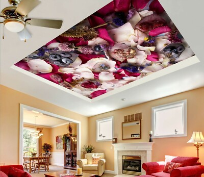 3D Blueberry Petals ZHU074 Ceiling Wall Paper Wall Print Decal