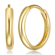 Wellingsale 14k Yellow Gold 2mm Hoop Huggies Earrings 13 x 13 mm