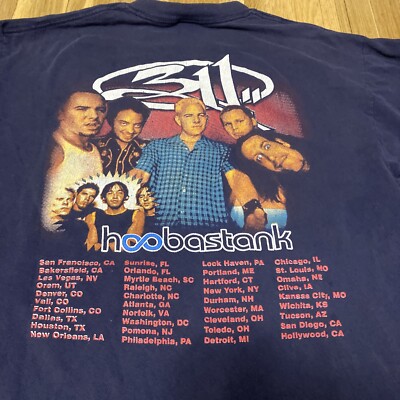 Vintage 90s 311 Three Eleven Hoobastank Tour Rap style long sleeve